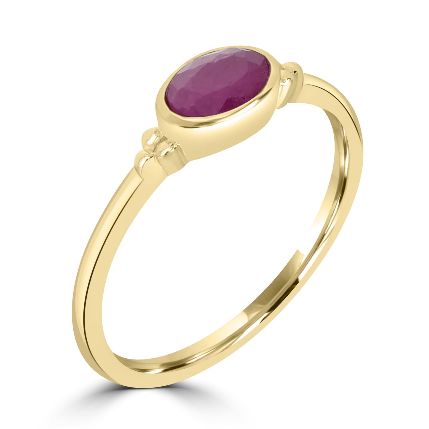 East-West 14K Gold Over Sterling Silver Ruby Stackable Solitaire Bezel Ring, Sizes 6 to 8