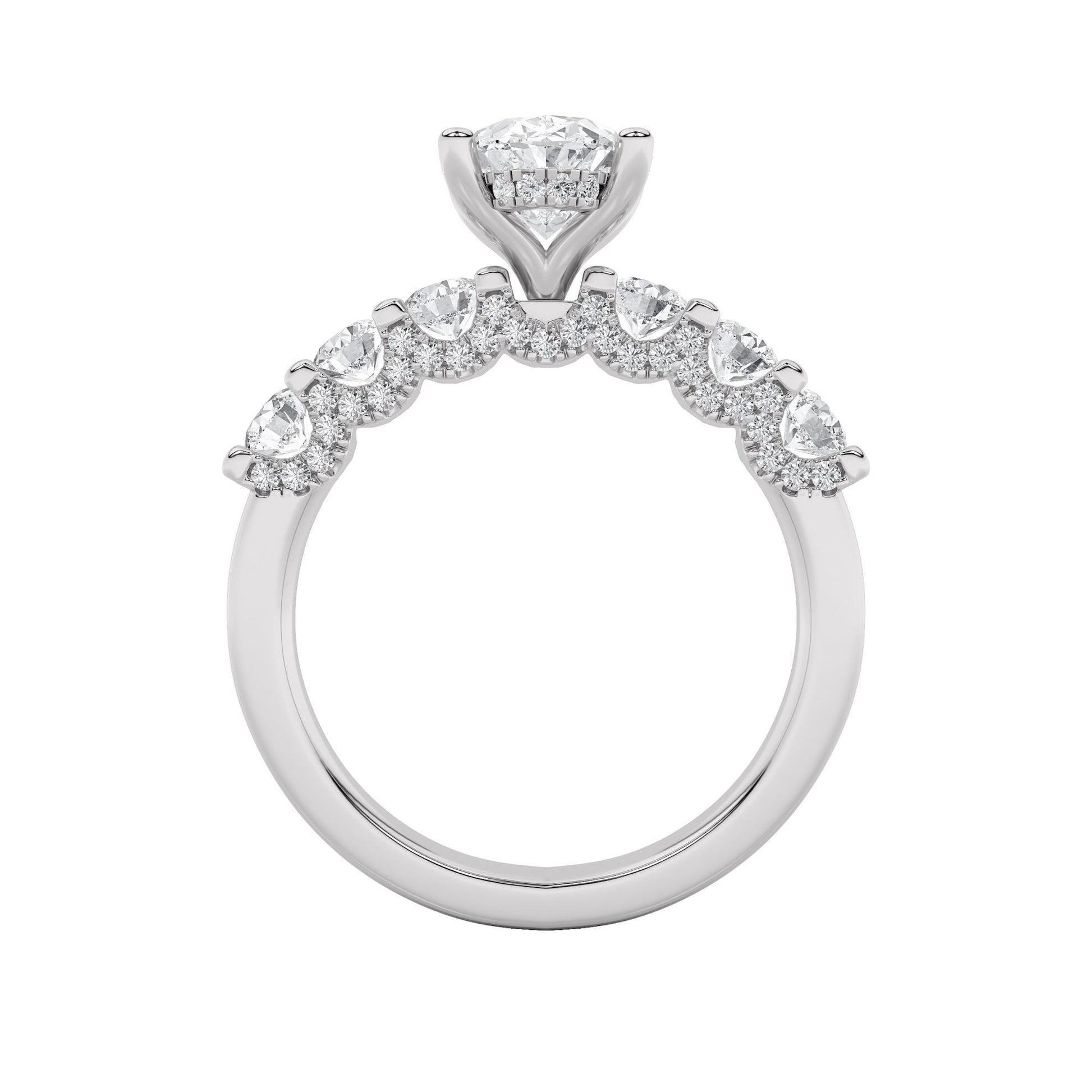 14K White Gold Lab Grown Diamond 2.5 CTTW Oval and Round Cut Ring