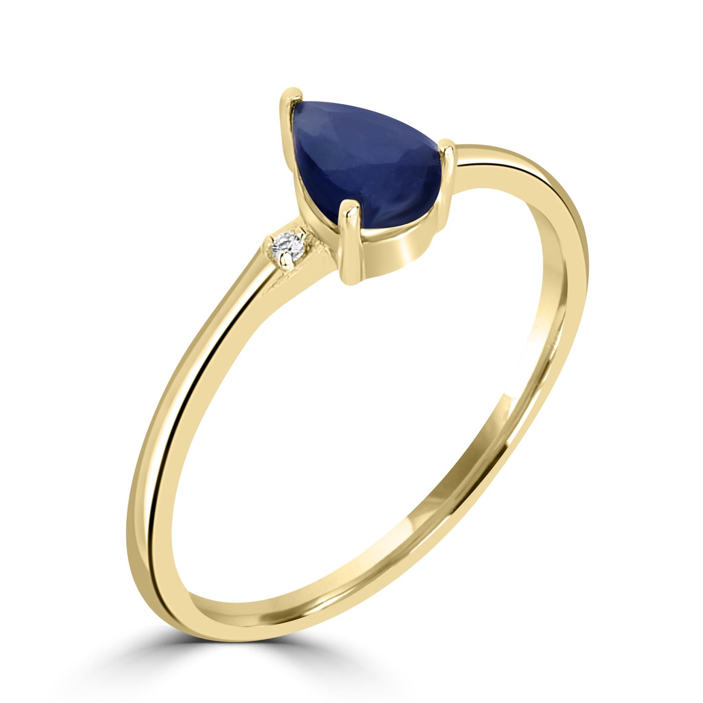 Dew 14K Gold Over Sterling Silver Blue Sapphire Stackable Pear Ring, Sizes 6 to 8