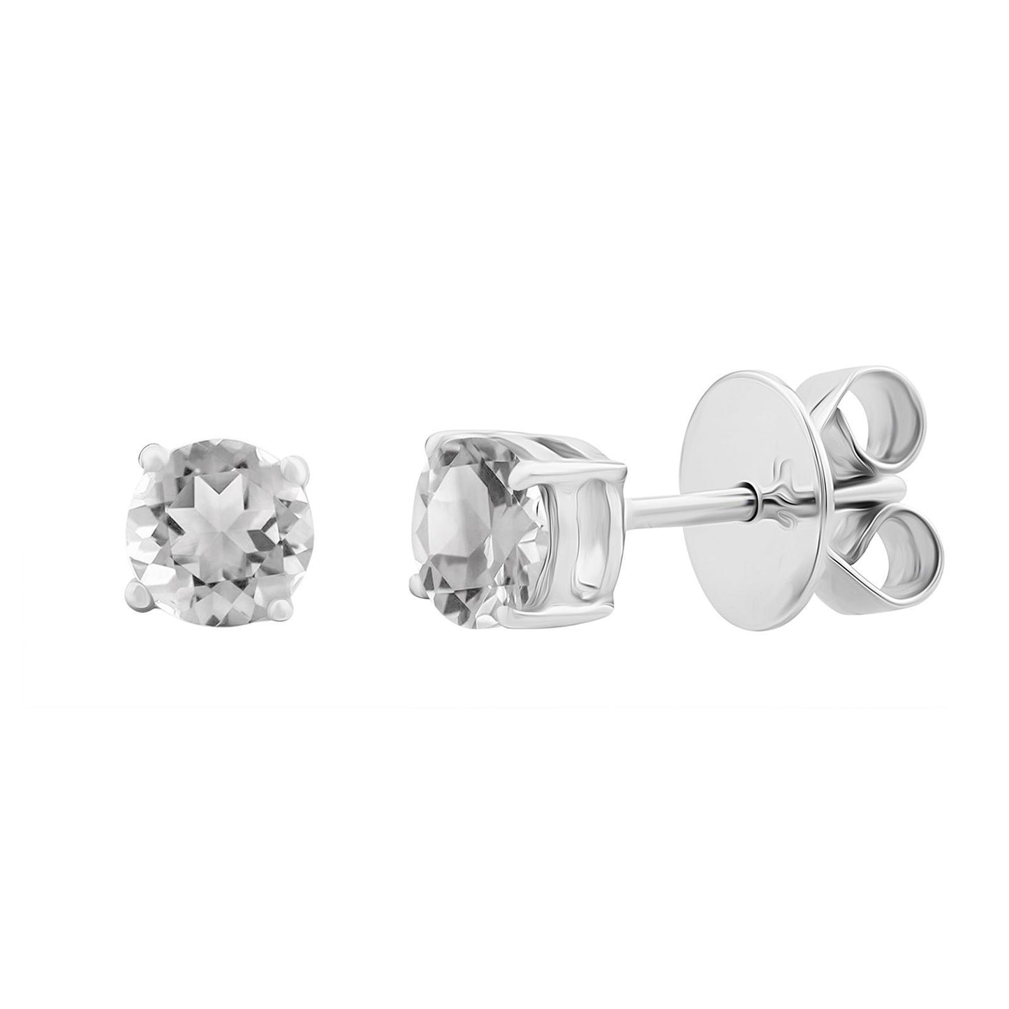 Gemistry Genuine 925 Sterling Silver 5mm Round Genuine White Topaz Birthstone Gemstone Hypoallergenic Stud Earrings For Women and Girls…