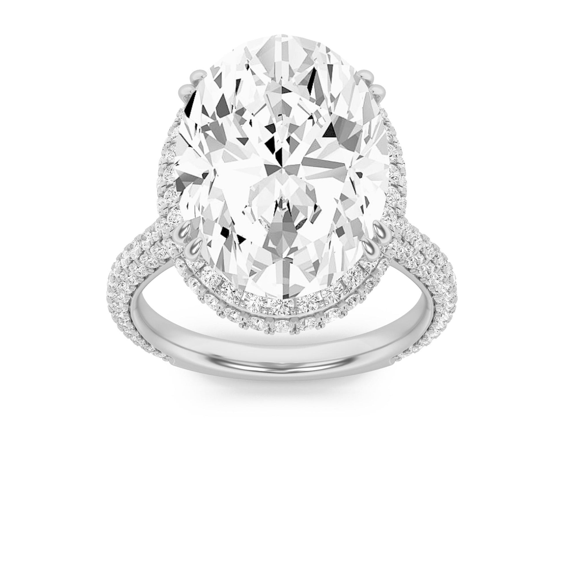 14K White Gold Lab Grown Diamond 7.5 CTTW Oval Cut Ring