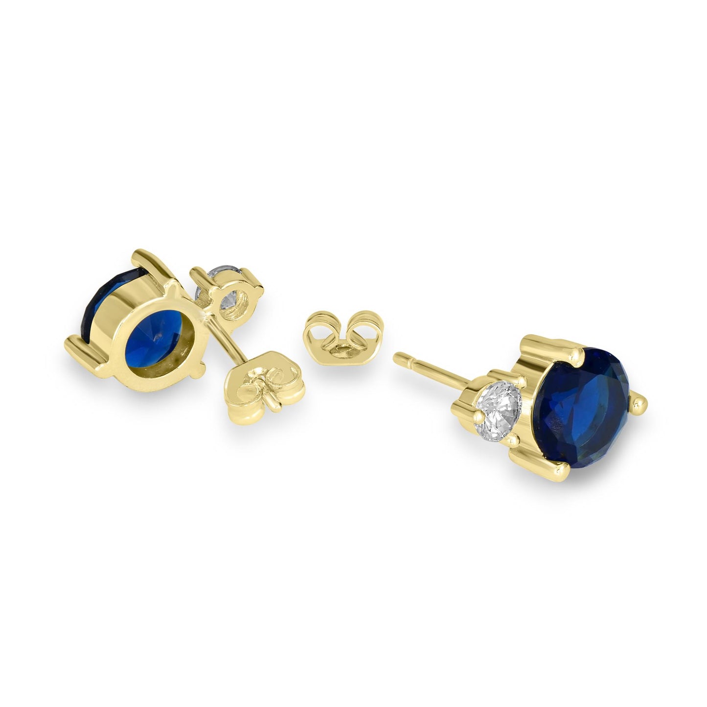 Bob Mackie Jewelry 14K Gold Over Brass Blue and White Cubic Zirconia Stud Earrings