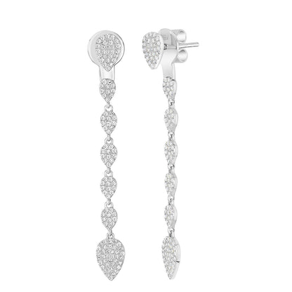 14K White Gold 0.52 Carat Round Diamond Pear Drop Earrings