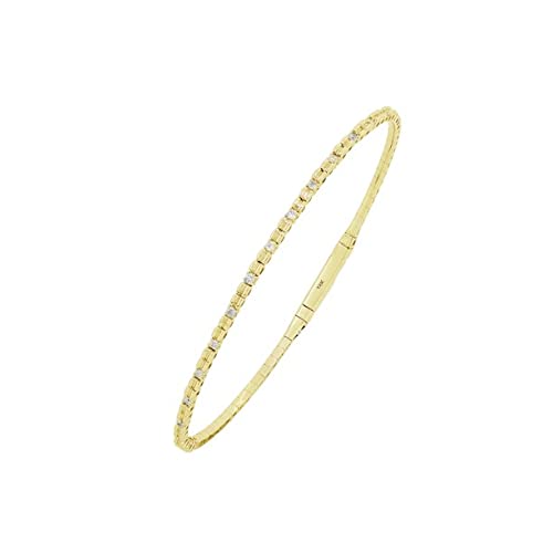 14K Gold 0.24 Carat Round Diamond Bangle Bracelet