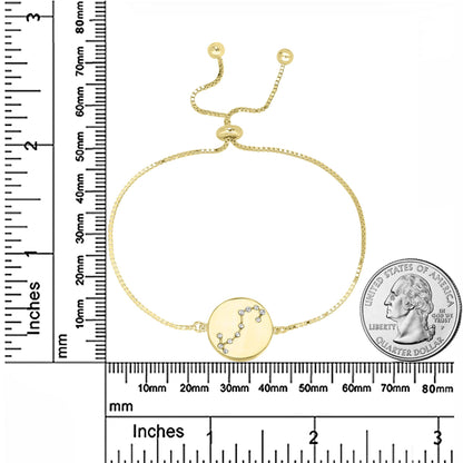 14k Gold Over Brass Leo Zodiac Crystal Bracelet with Adjustable Chain 5 to 9 Inches