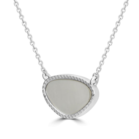 Sterling Silver White Mother Of Pearl Pendant Necklace, 18 Inches