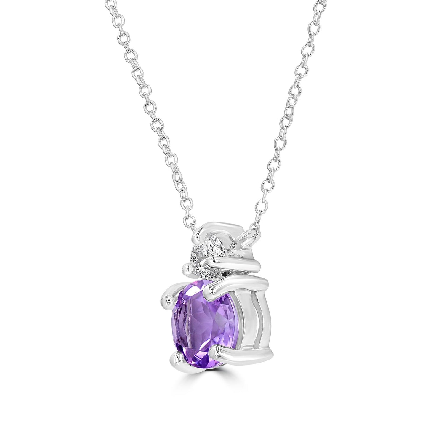 Gemistry Genuine Stone Amethyst Sterling Silver 18 Inch Cable Pendant Necklace-9