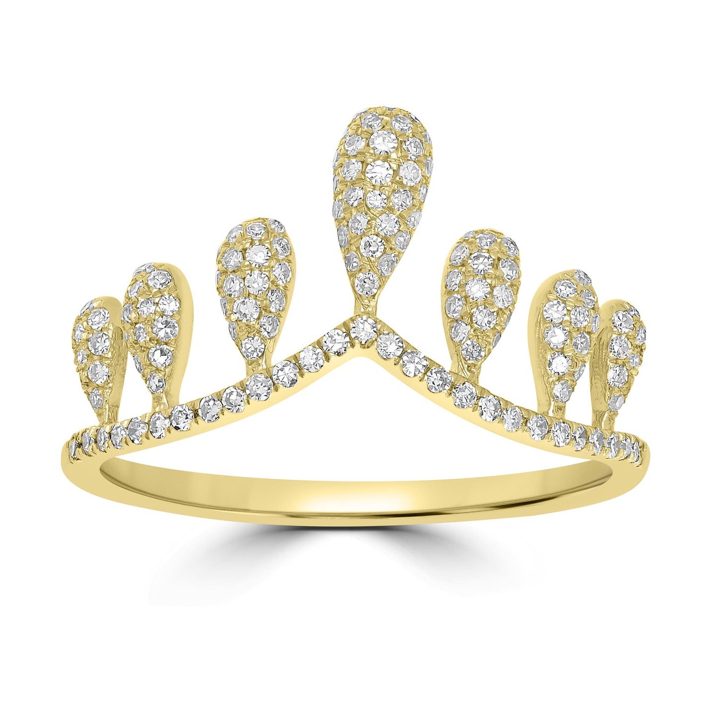 14K Gold Round Diamond Tiara Ring, .38 Carats, Sizes 6 to 8