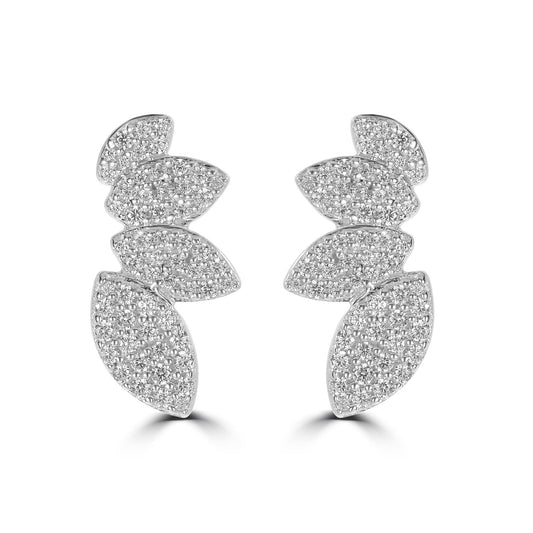 Gemistry Judy Crowell Jewelry Sterling Silver Graduated Marquis Cubic Zirconia Crawler Earrings