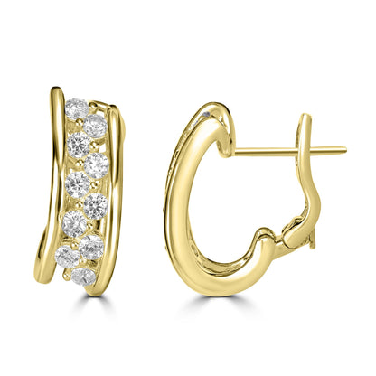 Kathy Levine 14K Gold-Plated Sterling Silver Cubic Zirconia Hoop Earrings