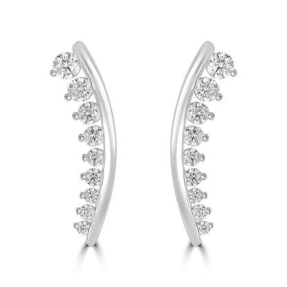 Judy Crowell Jewelry Sterling Silver Cubic Zirconia Crawler Earrings