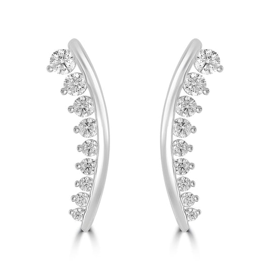 Judy Crowell Jewelry Sterling Silver Cubic Zirconia Crawler Earrings