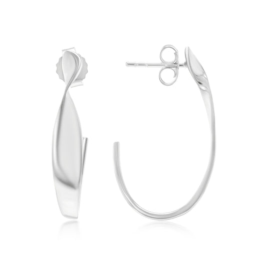 Judy Crowell Jewelry Sterling Silver High Polish Open Twist Hoop Earrings