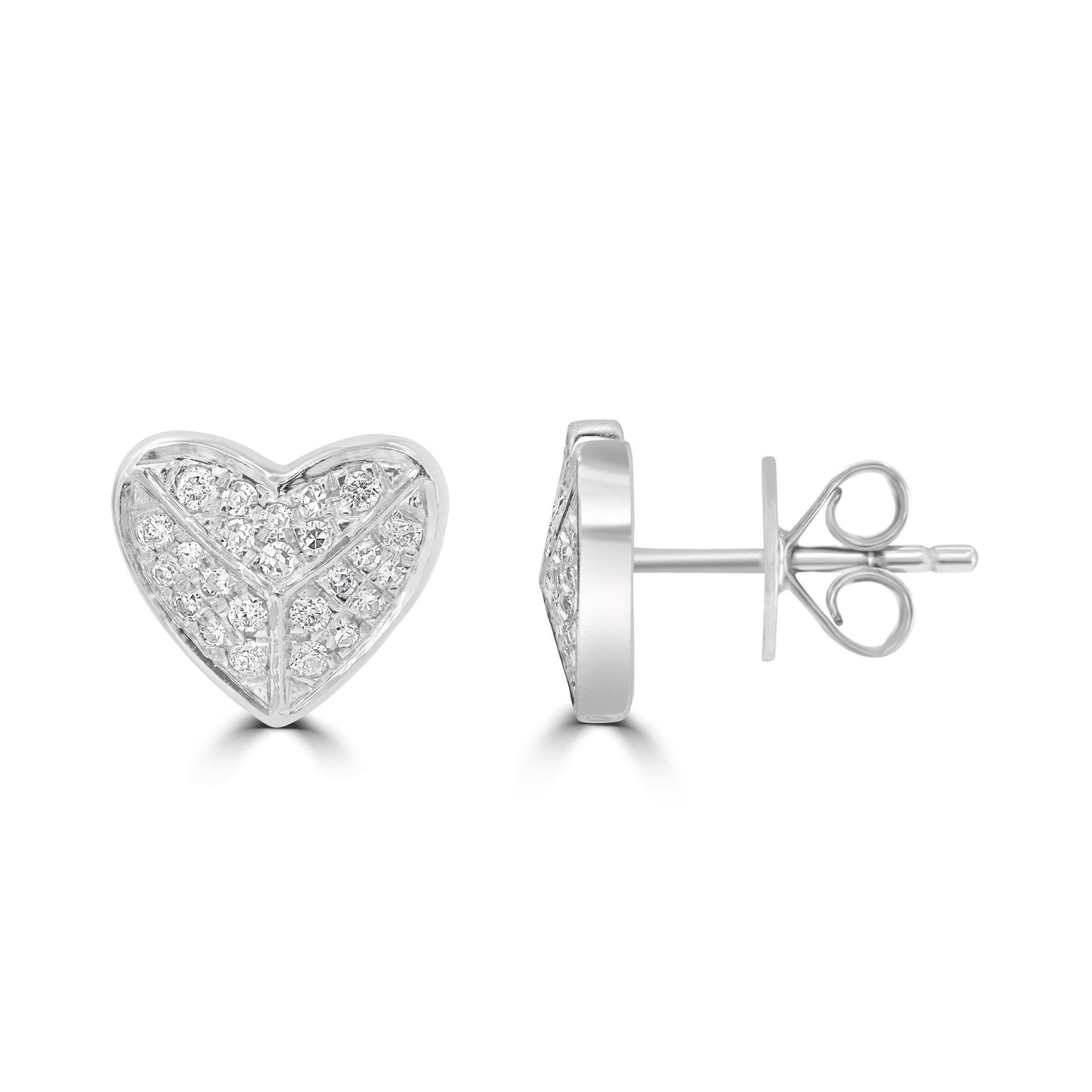 Gemistry Womens or Girls 14K White Gold, Round White Diamond Stud Earring. April Birthstone Month, Gift For Her.