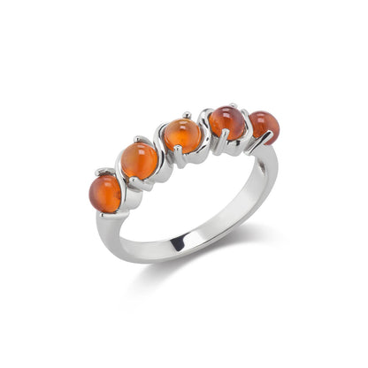 GG Collection Sterling Silver Hessonite 5-Stone Swirl Ring, Sizes 5 to 10