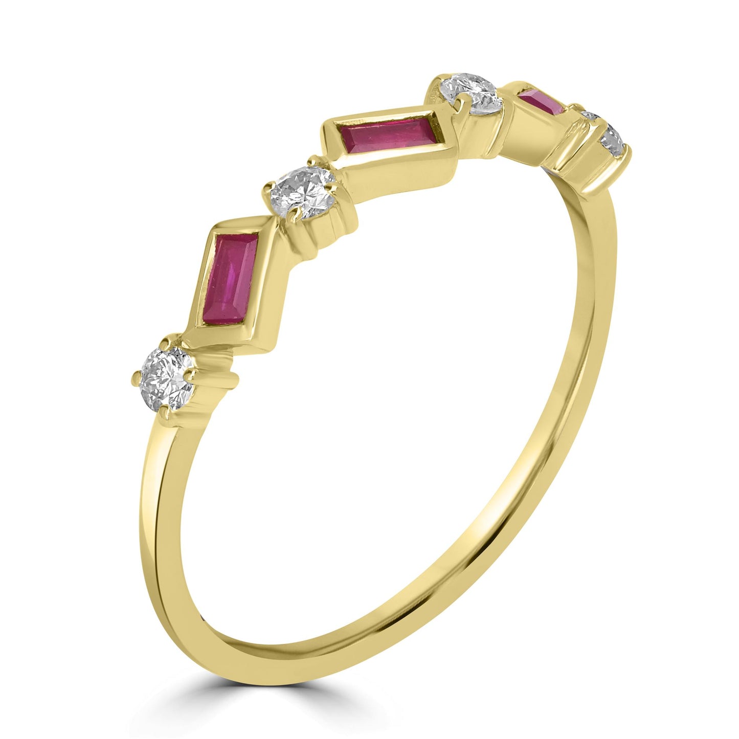 Brooke 14k Gold Ruby Gemstone Stackable 7-Stone Baguette & Round Ring