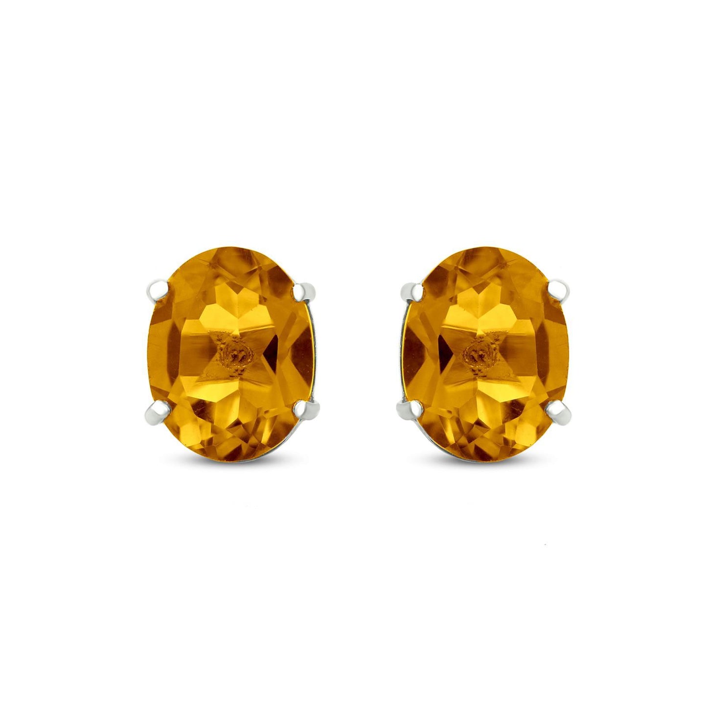 Gemistry Citrine Gemstone Stud Earrings for Women in Sterling Silver