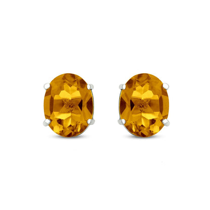 Gemistry Citrine Gemstone Stud Earrings for Women in Sterling Silver