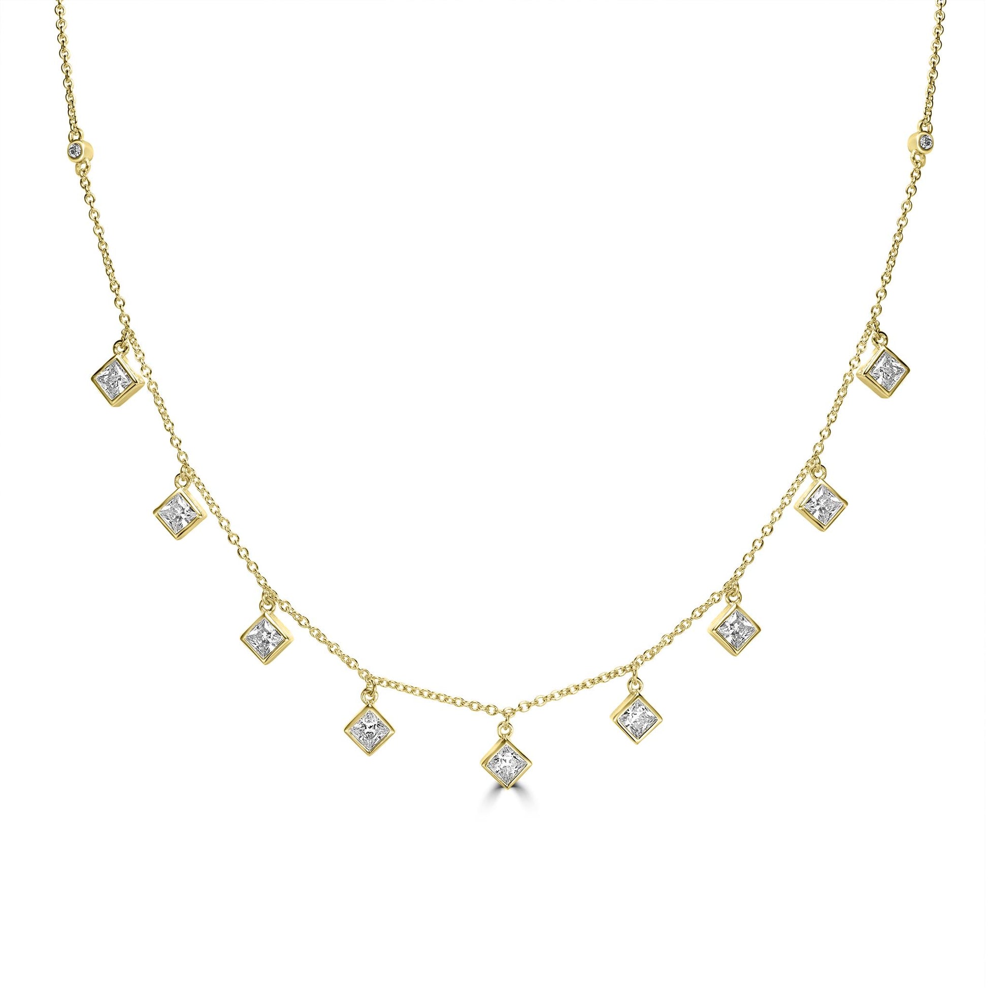 Kathy Levine 14K Gold-Plated Sterling Silver Cubic Zirconia Princess Cut Necklace