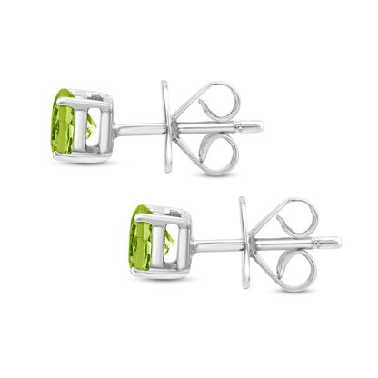 Gemistry 925 Sterling Silver Hypoallergenic 5MM Round Genuine Green Peridot Birthstone Solitaire Post & Clutch Stud Earrings…