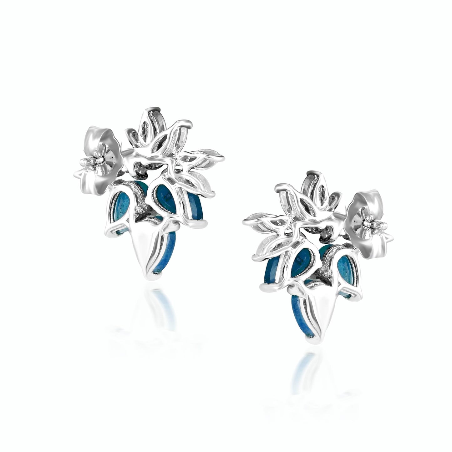 14K White Gold Sapphire and White Topaz Stud Earrings