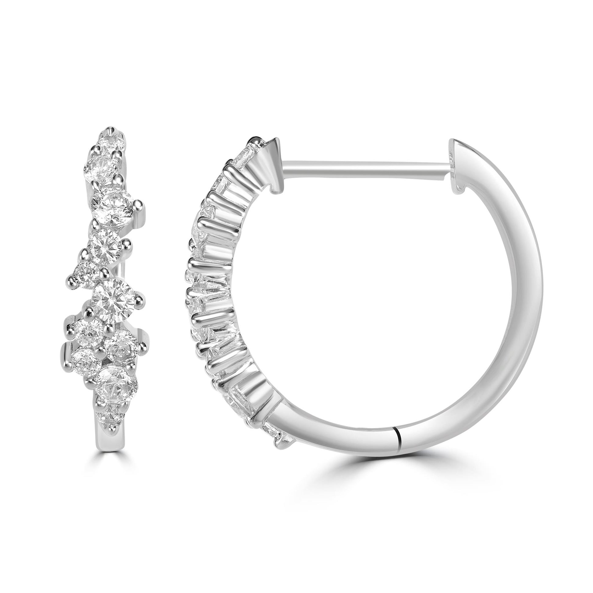 Kathy Levine Sterling Silver Cubic Zirconia Scattered Petite Hoop Earrings