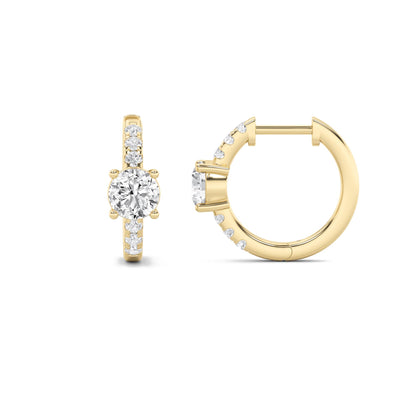 14K Gold 1.5 CTTW Lab Grown Diamond Round Cut Hoop Earrings