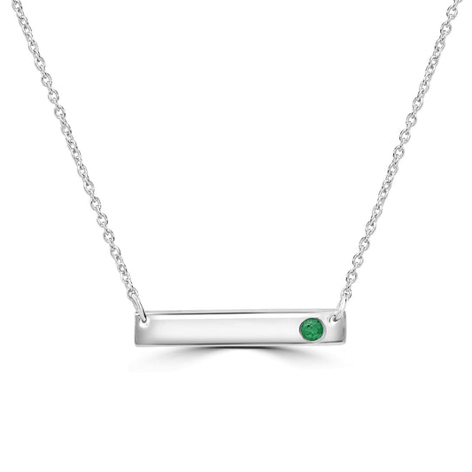 Sterling Silver Emerald Bar Necklace, 16 to 20 Inches