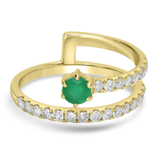 Haley 14k Gold Emerald Gemstone Bypass Stackable Ring