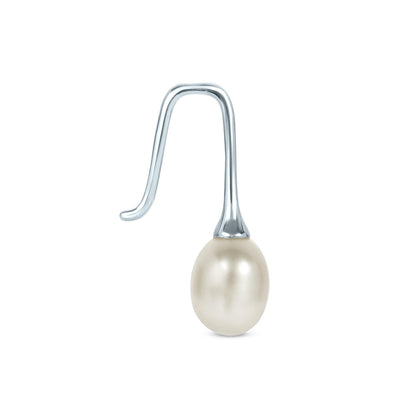 Gemistry White Cultured Freshwater Pearl French Wire June Birthstone Drop Earrings in 925 Sterling Silver