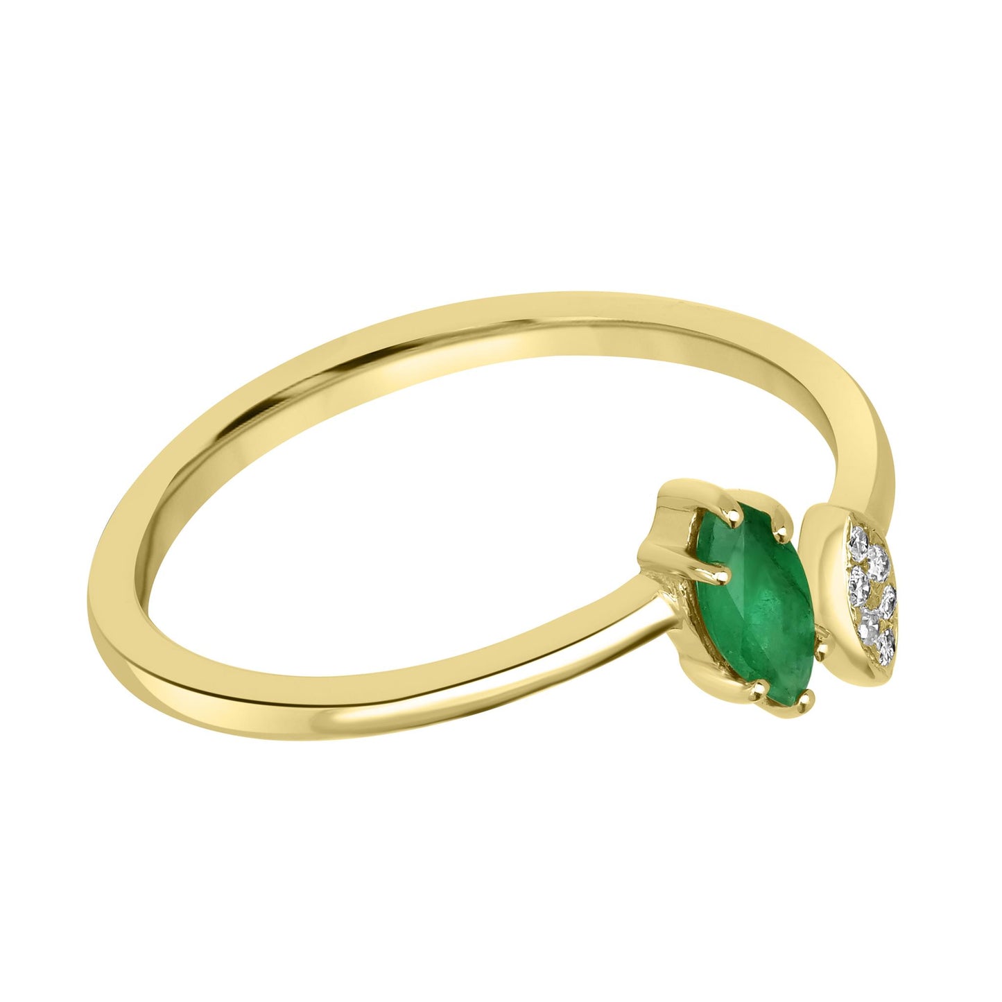 Clara 14k Gold Emerald Gemstone Bypass Stackable Ring