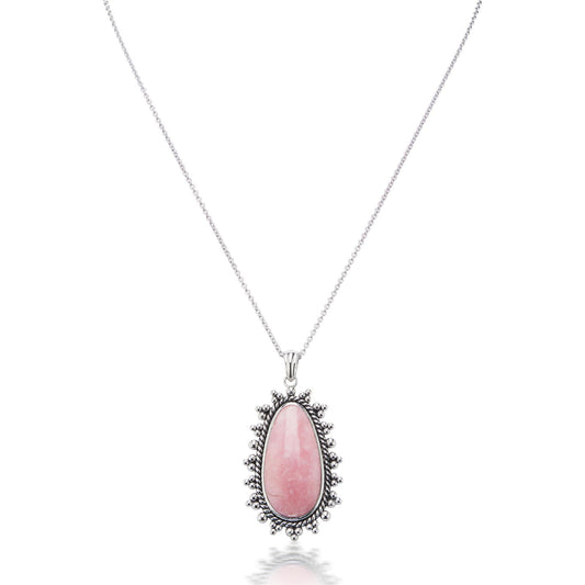 Gemistry "GG Collection Fancy Cabochon Pink Opal Pendant Necklace in Sterling Silver