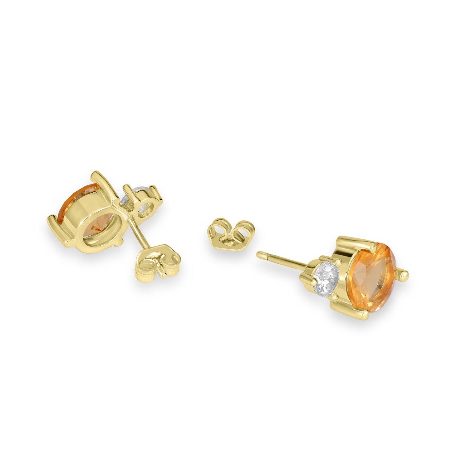 Bob Mackie Jewelry 14K Gold Over Brass Dark Champagne and White Cubic Zirconia Stud Earrings