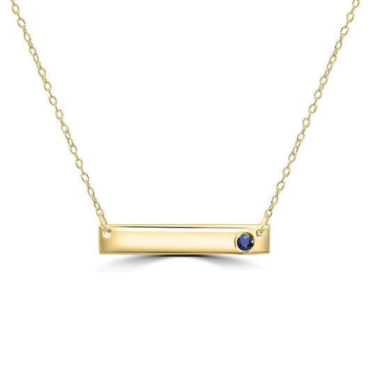 Gemistry Audrey Round Genuine Blue Sapphire Asymmetrical Bar Necklace