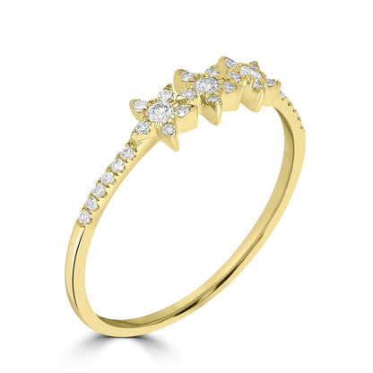 14K Gold Round Diamond Star Ring, .15 Carats, Sizes 6 to 8