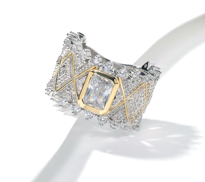 Kathy Levine 14K Gold-Plated Sterling Silver 2-Tone Cubic Zirconia Regal Ring