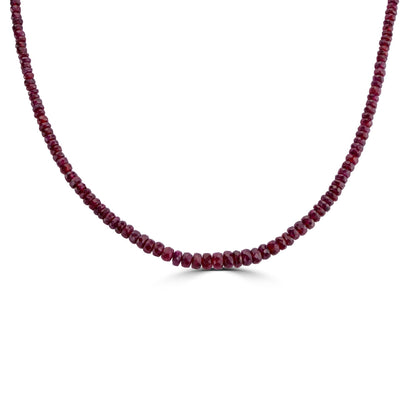 Gemistry 48.1 CTS Ruby Faceted Bead 18" Necklace in Sterling Silver