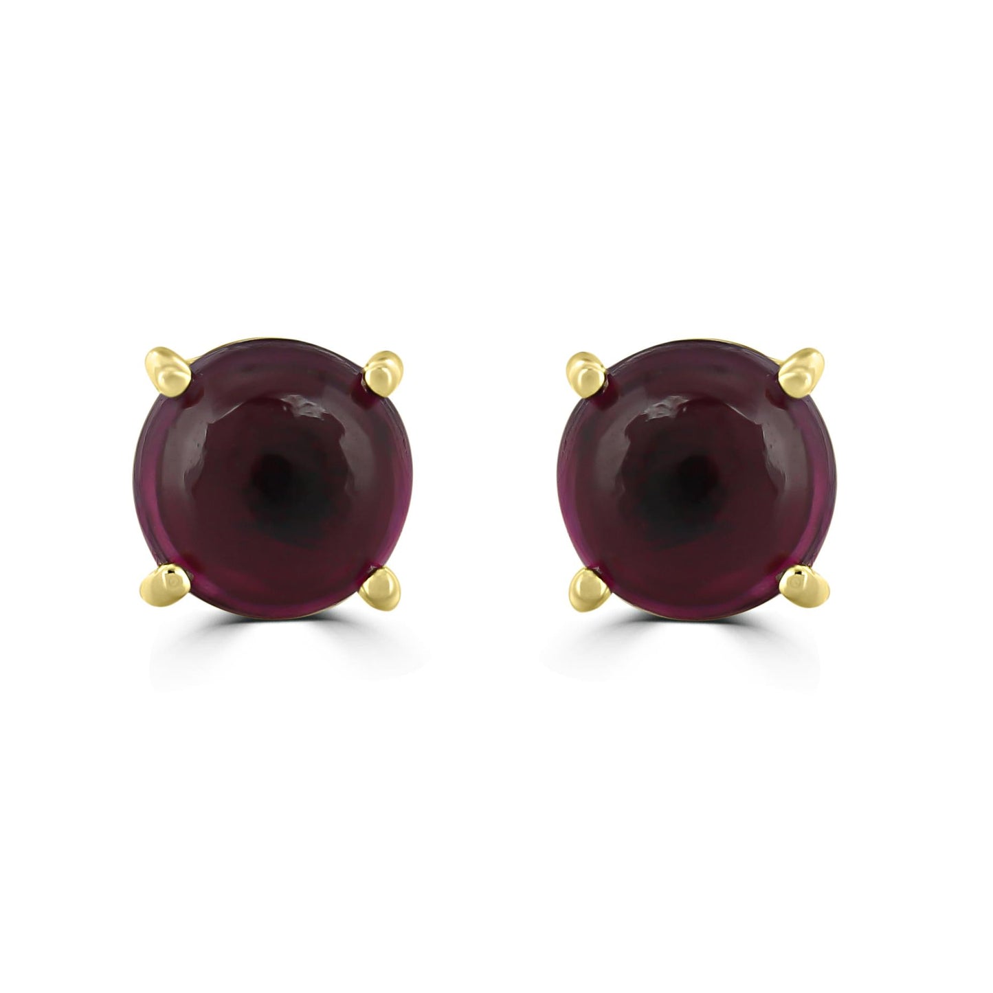 Gemistry Classic Womens or Girls 14K Yellow Gold Genuine Rhodolite Round Shaped Stud Earring January Birthstone Jewelry Gift for Her Birthday| Wedding | Anniversary