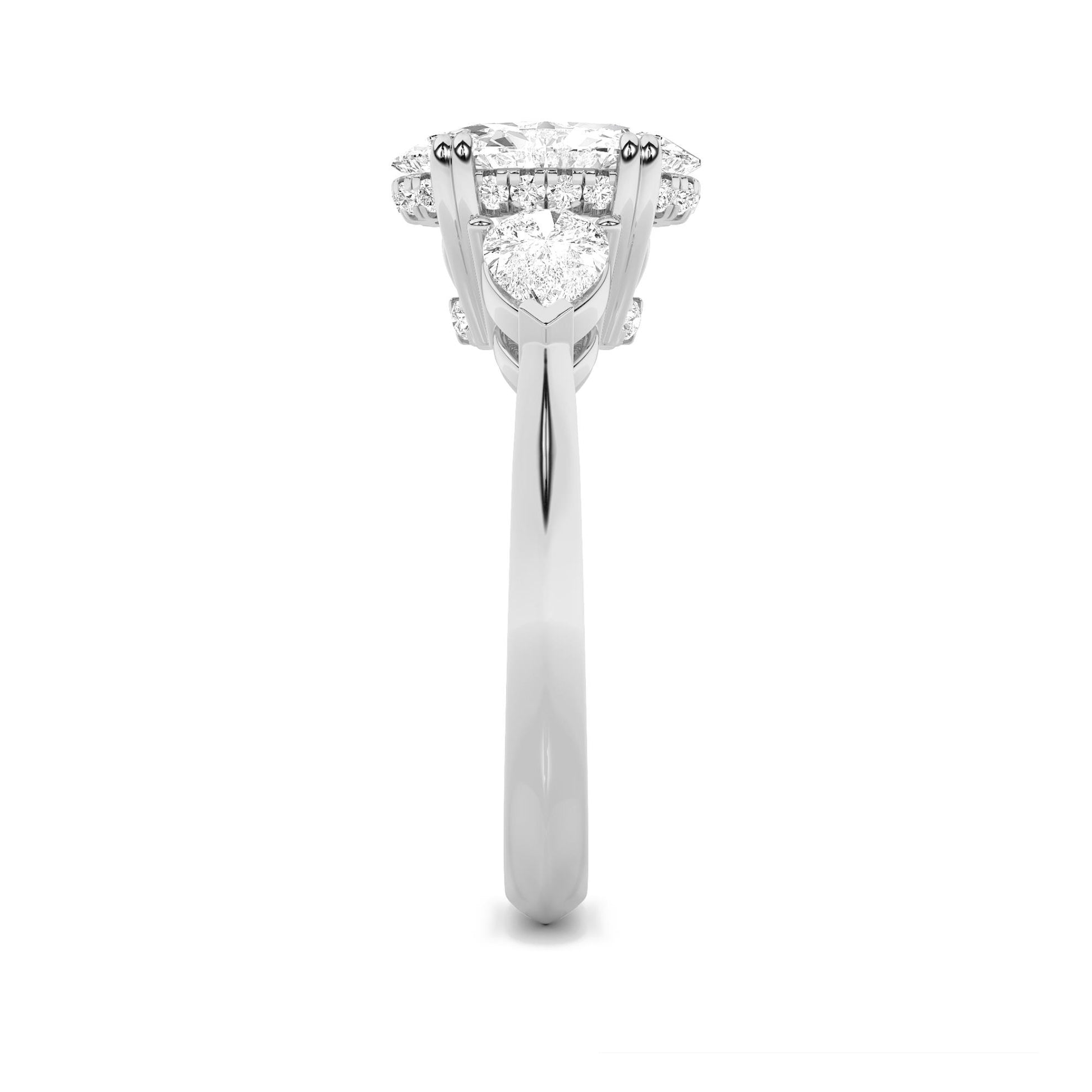 14K White Gold Lab Grown Diamond 3.0 CTTW Oval and Trillion Cut Ring