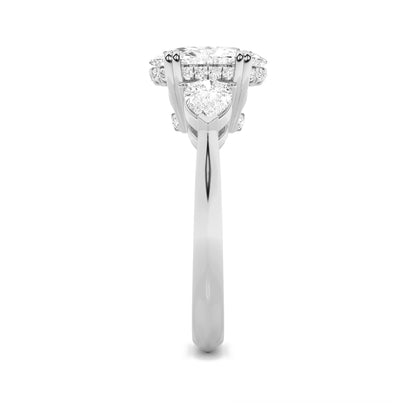 14K White Gold Lab Grown Diamond 3.0 CTTW Oval and Trillion Cut Ring