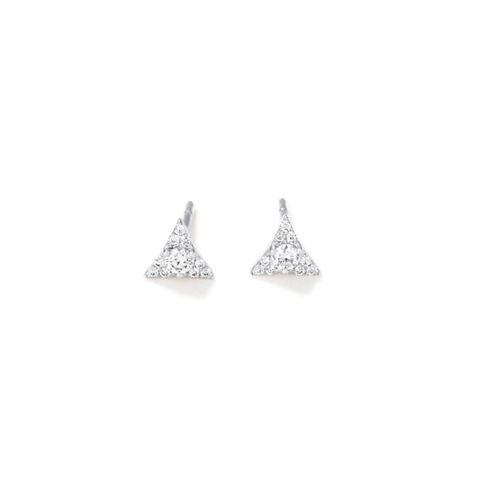 14K White Gold .11 Carat Diamond Triangle Stud Earrings