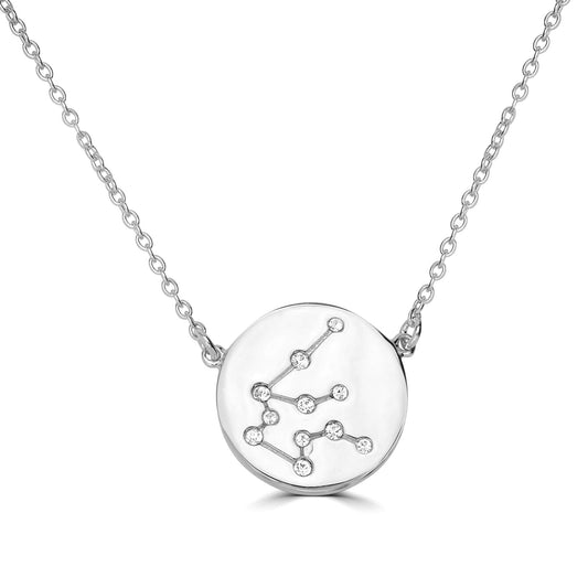 Gemistry Sterling Silver Aquarius Zodiac Crystal Pendant Necklace, 16 Inches