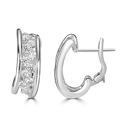 Kathy Levine Sterling Silver Cubic Zirconia Hoop Earrings