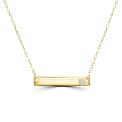 Gemistry Audrey Round Genuine Opal Asymmetrical Bar Necklace