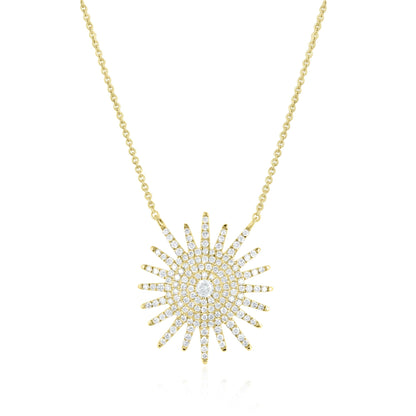 Gemistry 14K Yellow Gold 0.54 Ct Round Diamond Halo Pendant Necklace(GH Color, I1 Clarity)