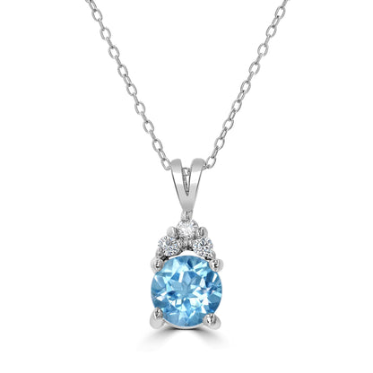 Gemistry Genuine Stone Blue Topaz Sterling Silver 18 Inch Cable Chain Necklace