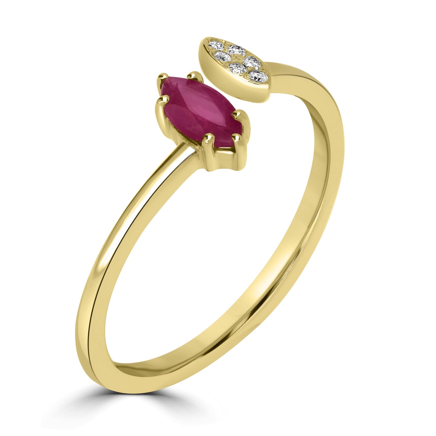 Clara 14k Gold Ruby Gemstone Bypass Stackable Ring