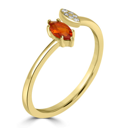 Clara 14k Gold Fire Opal Gemstone Bypass Stackable Ring