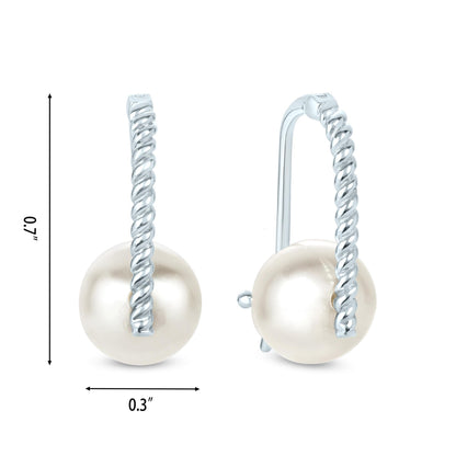 Gemistry White Cultured Freshwater Pearl June Birthstone Hoop Earrings in 925 Sterling Silver for Women