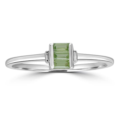 Ava Sterling Silver Peridot Stackable 3-Stone Baguette Ring, Sizes 6 to 8